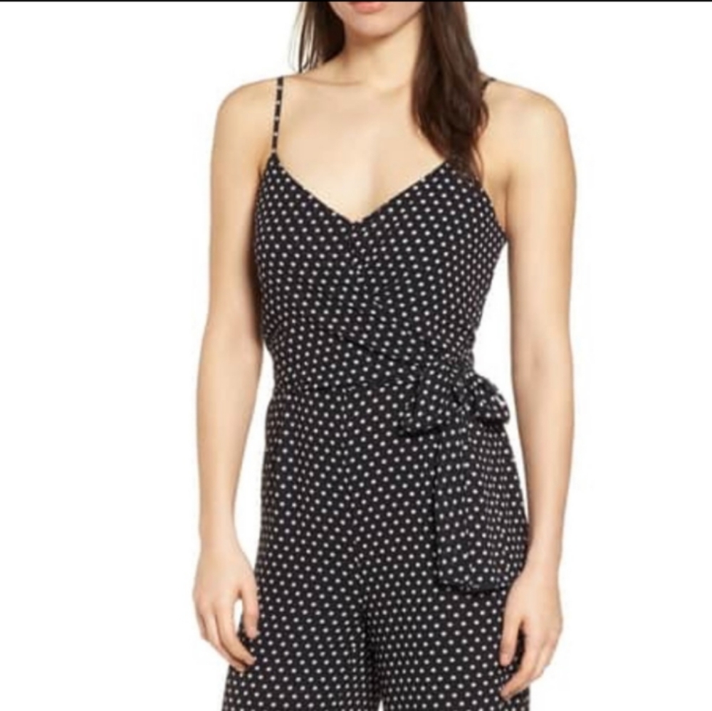 MICHAEL Michael Kors Jumpsuit Spaghetti Straps Black & Polka Dot Size Small - Picture 2 of 16